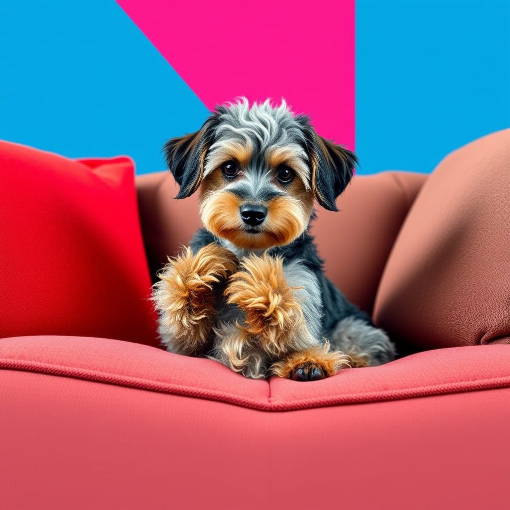 Mini Dachshund Poodle Mix in Pop Art Style