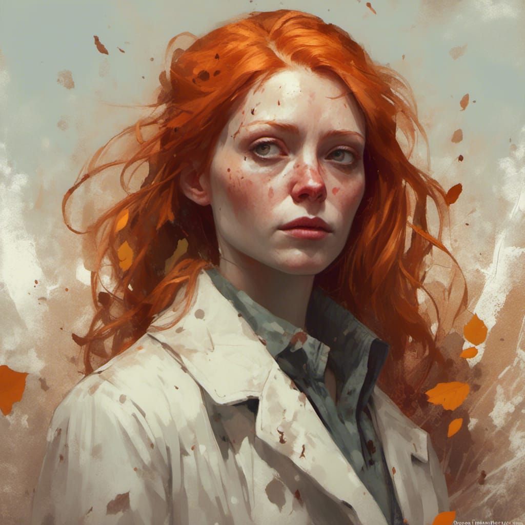 Ginger Woman in Tech Core Portrait, Trending Artstation