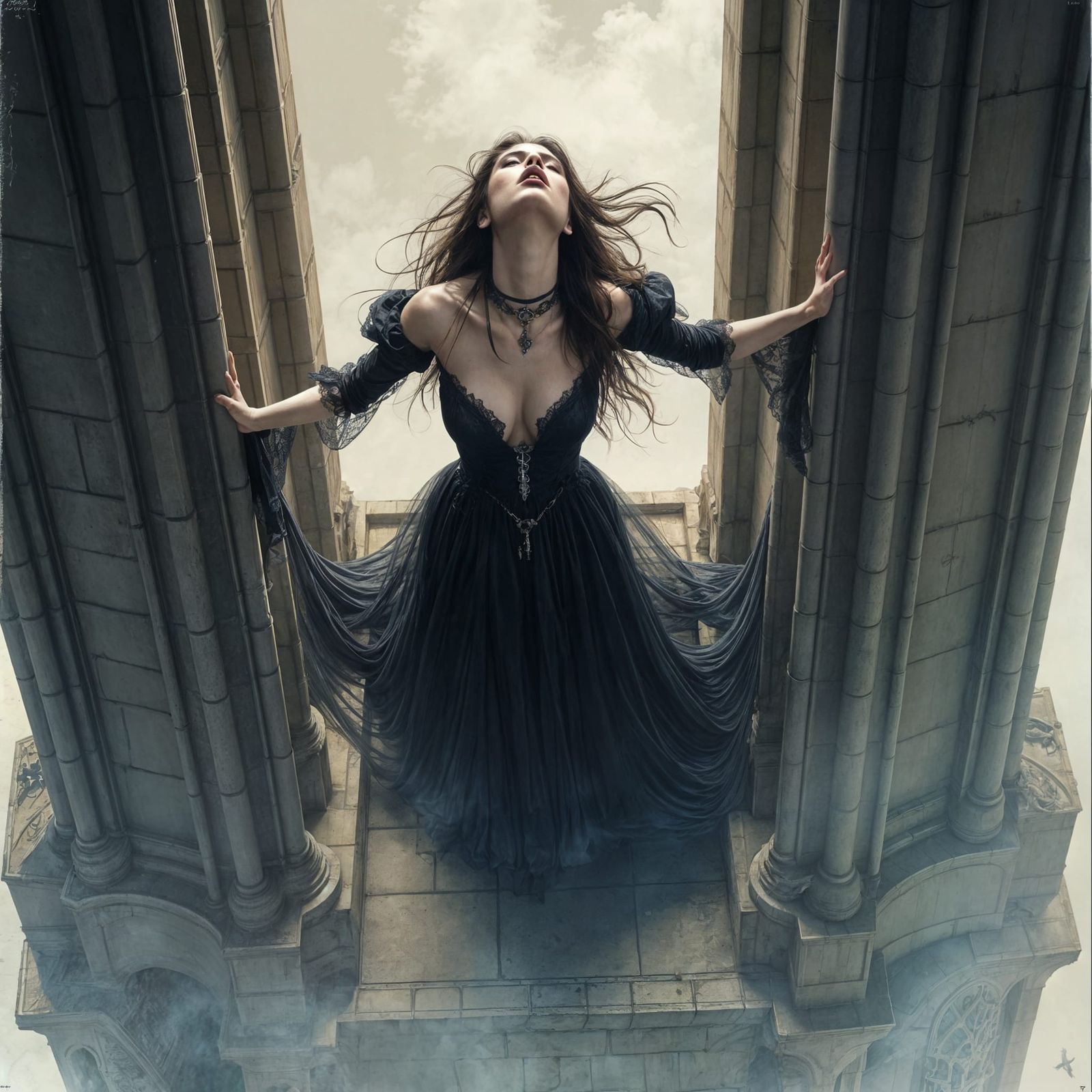 Gothic Vampire Falls From Church Tower