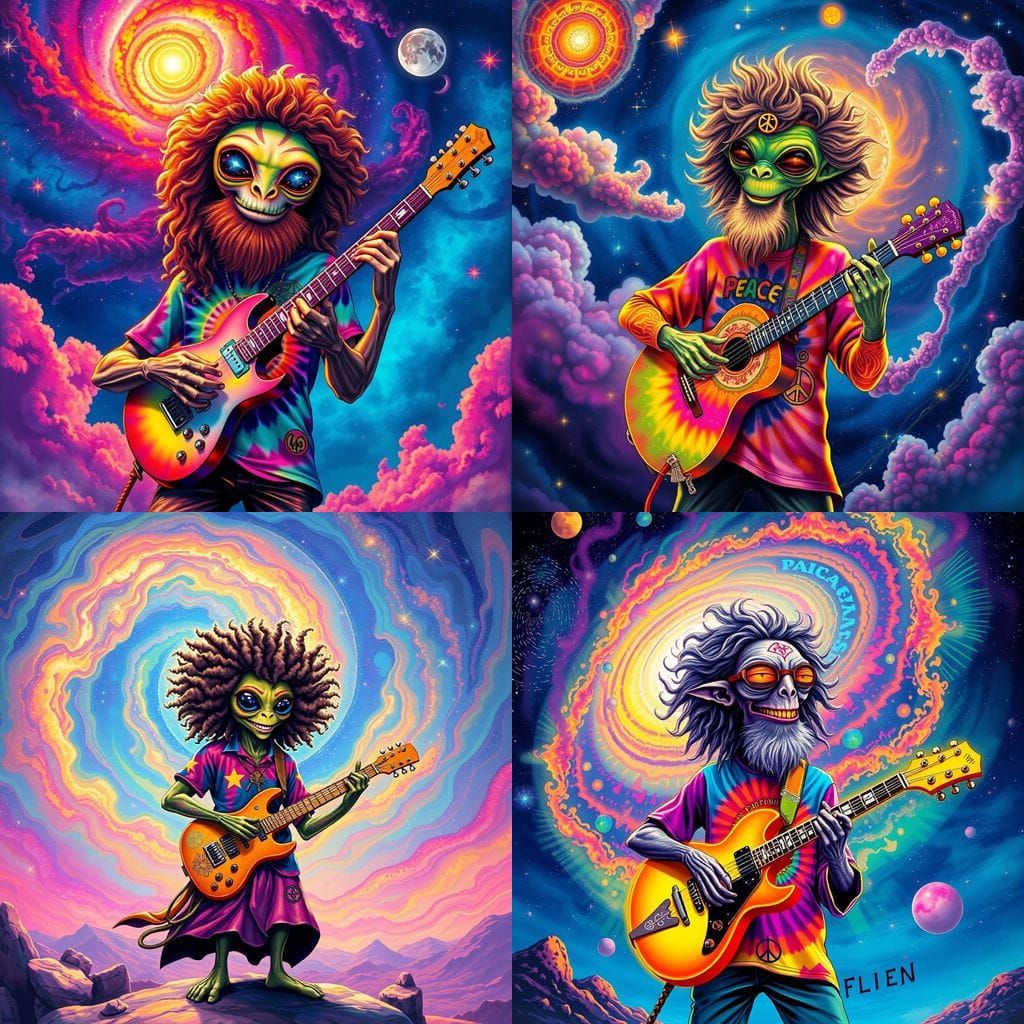 Cosmic Hippie Alien Spreads Peace and Love to the Universe