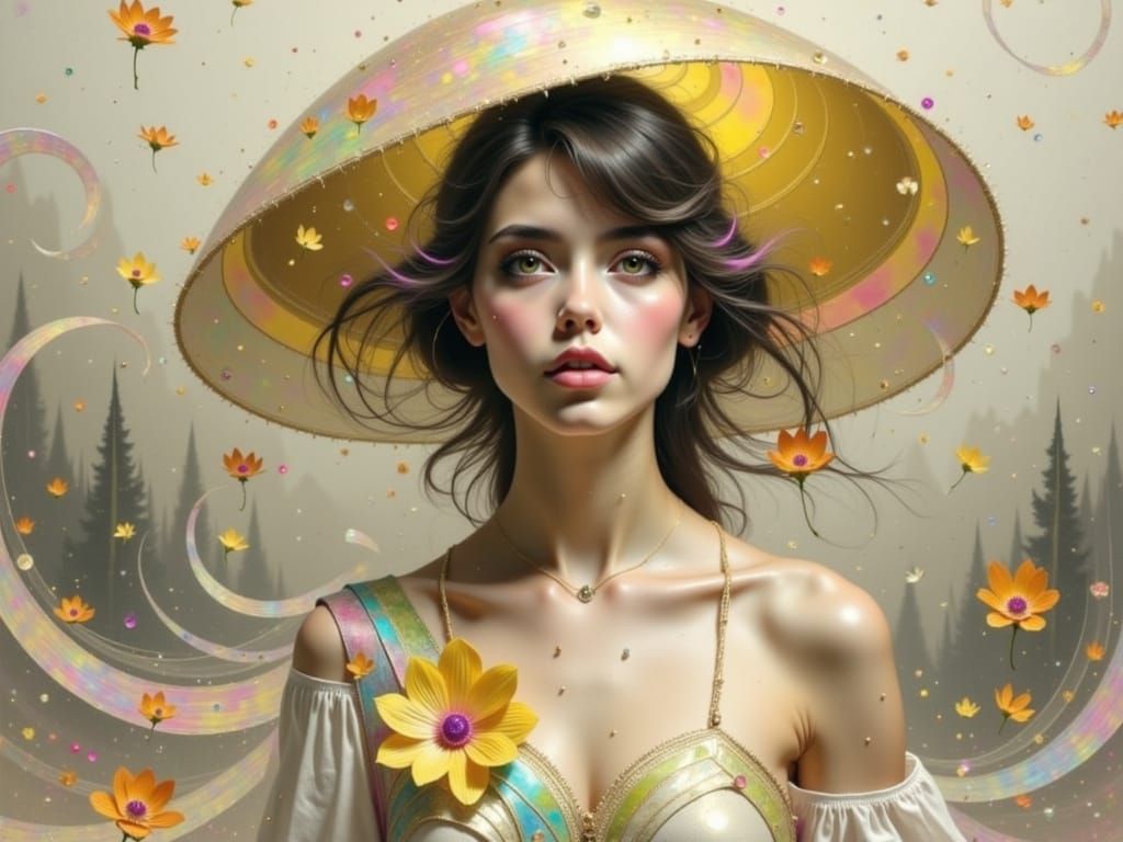 Iridescent Vortex Tunnel in Abstract Expressionist Style