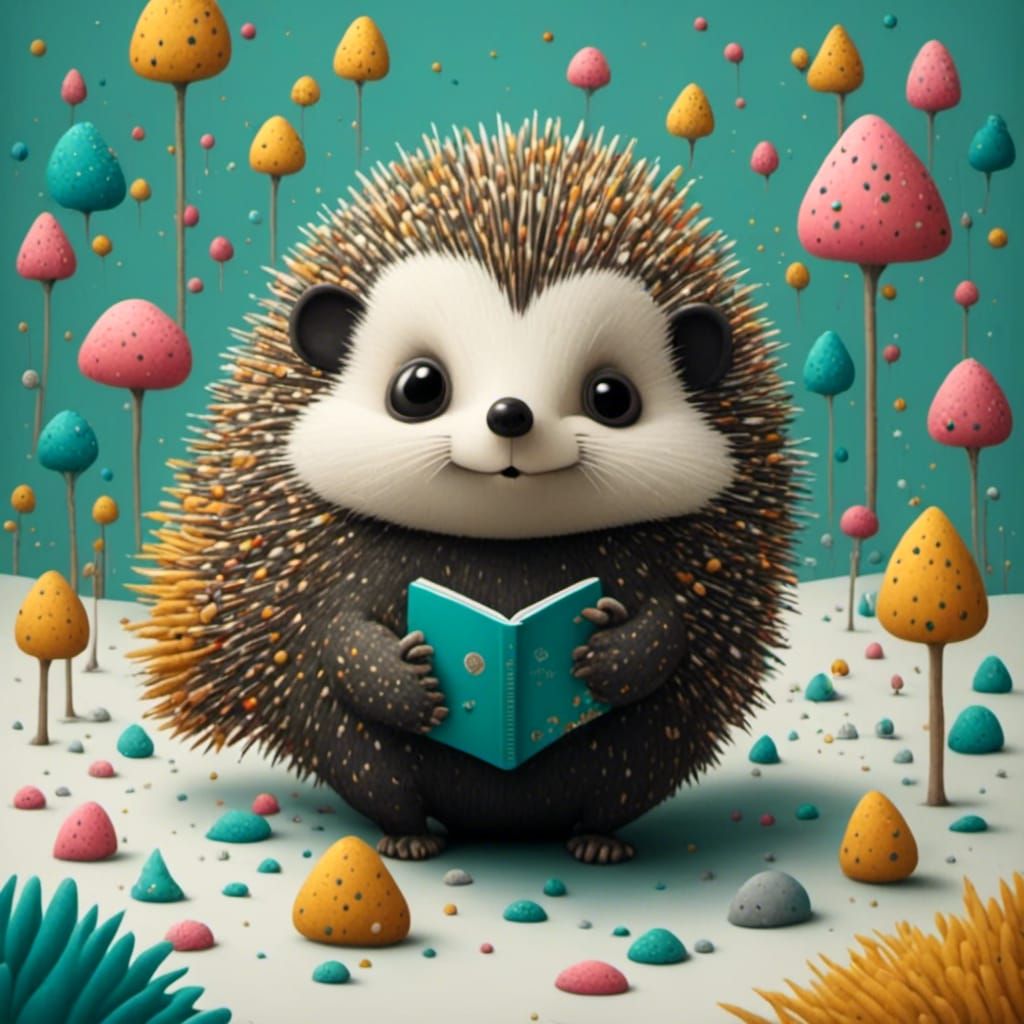 Adorable Cartoon Porcupine with Colorful Details