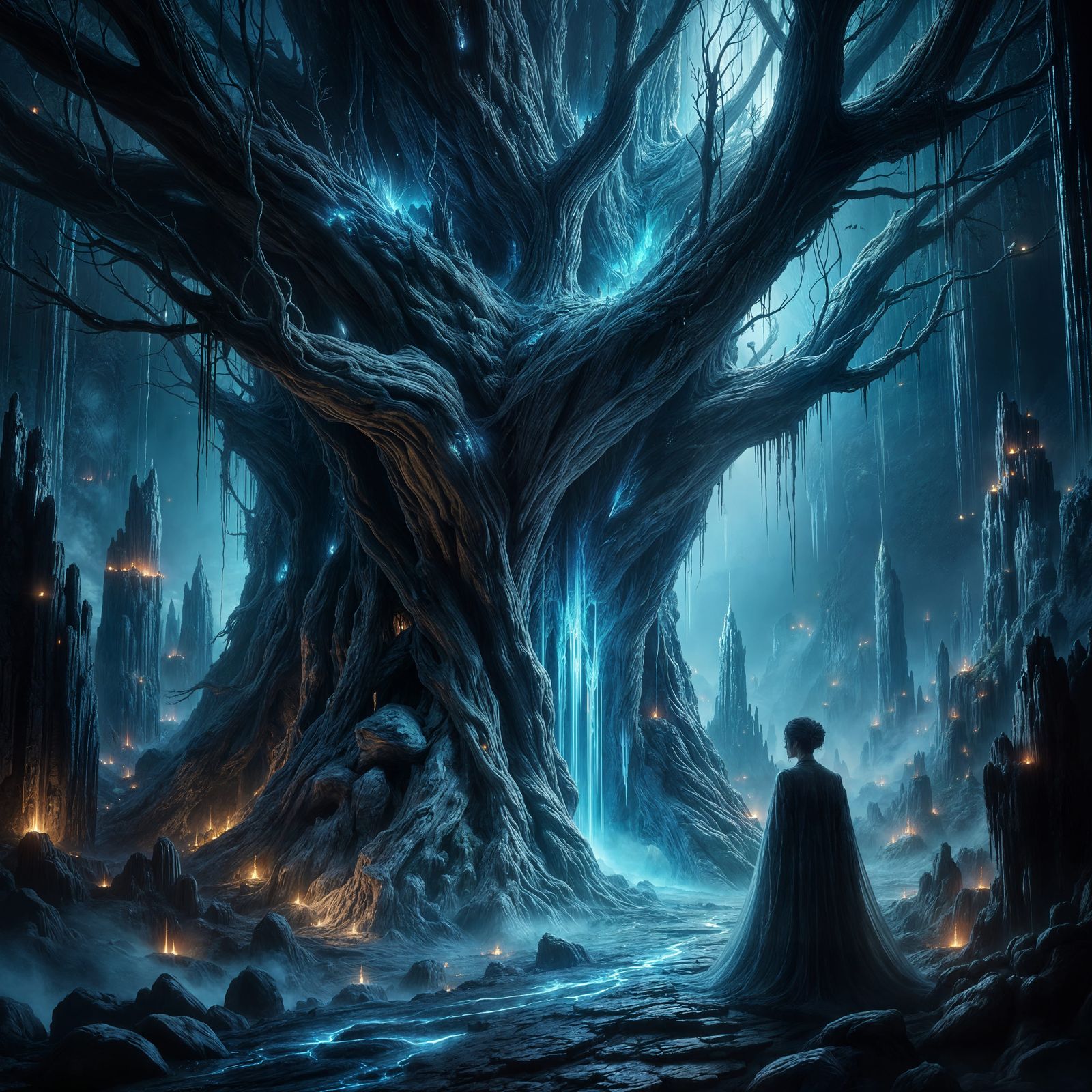 Ancient Tree Overlooks Hidden Obsidian City