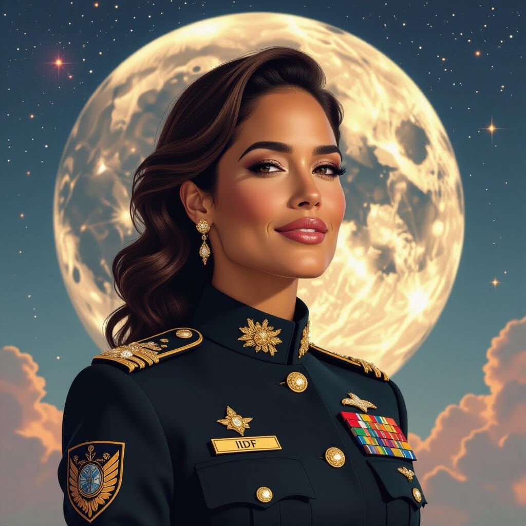 Paula Patton in IDF Uniform with Klimt Ornaments