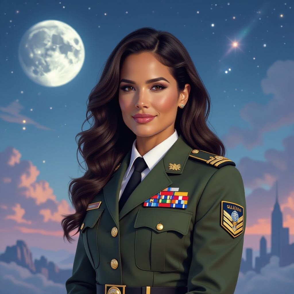 Paula Patton in IDF Uniform, Cosmic Sci-Fi Portrait