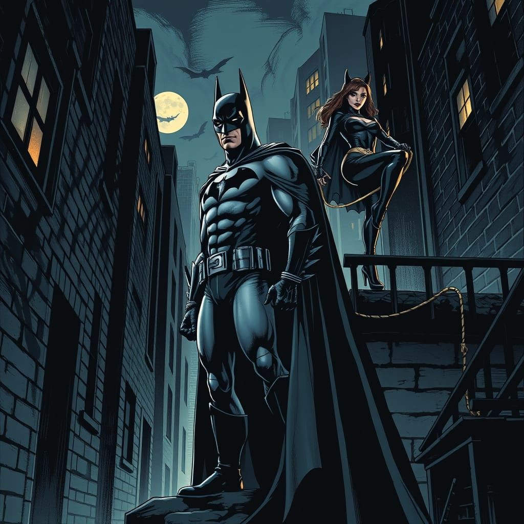 Gotham City Hero in Film Noir Style