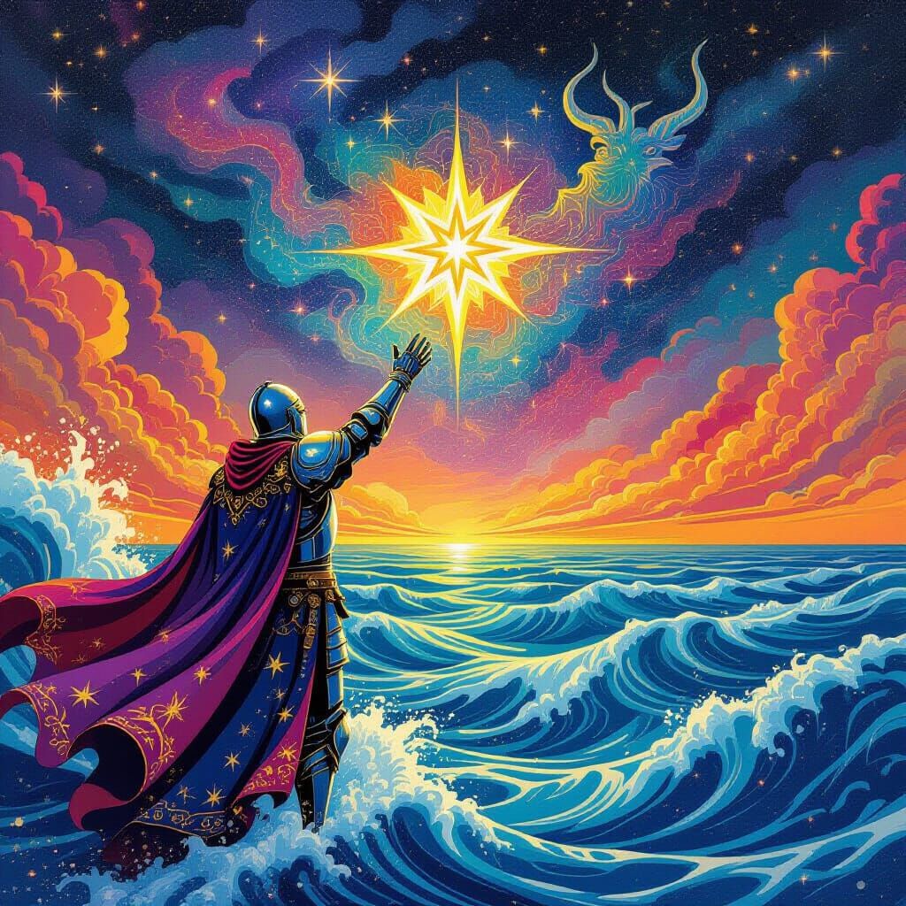 Cosmic Knight Reaches for Star Beast Constellation