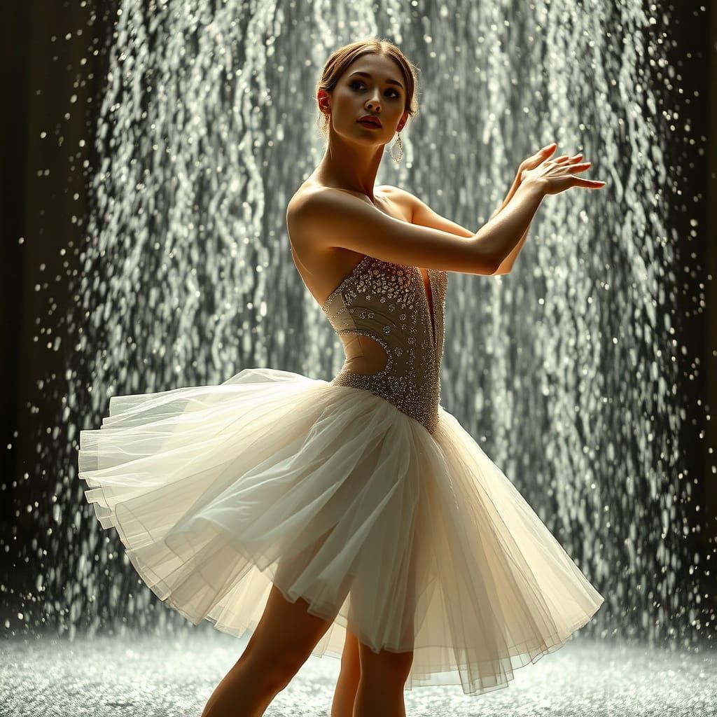 Dramatic Ballerina in Crystal Clear Waters