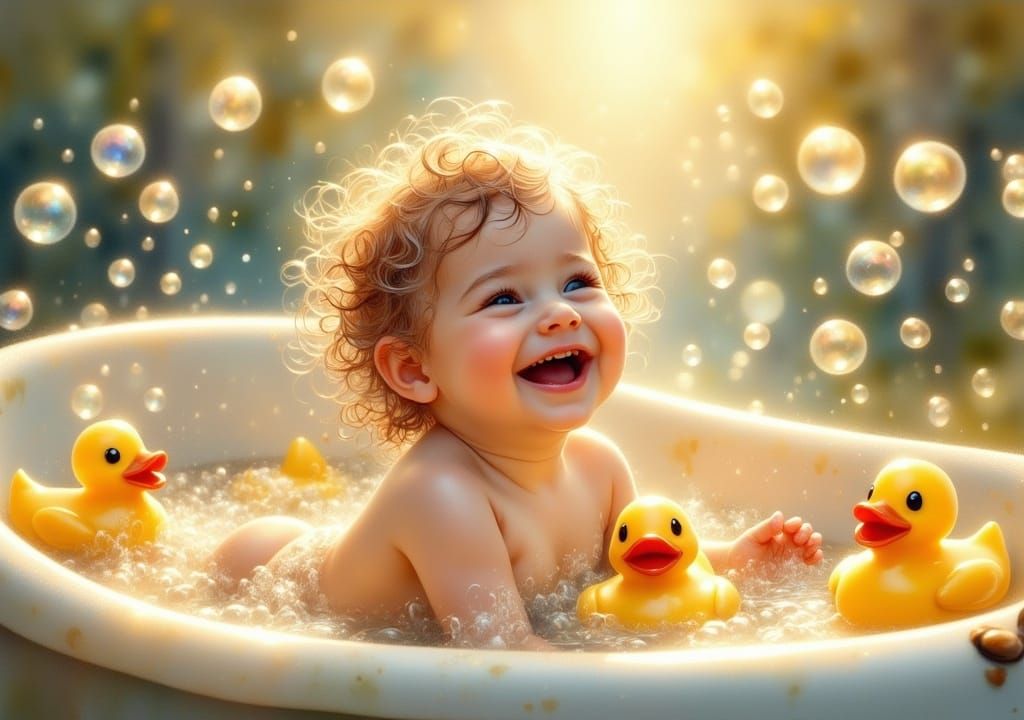 Baby's Bath: A Vintage Watercolor Dream