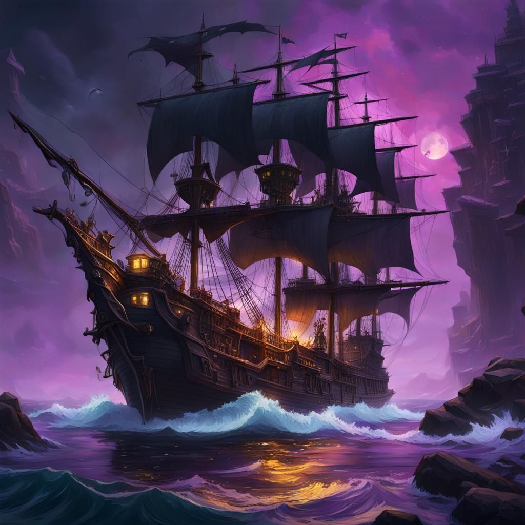 The Stormborn Pirate Ship: Dark Fantasy Concept Art
