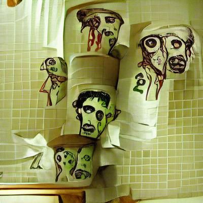 Zombies Hoarding Toilet Paper in Picasso Style