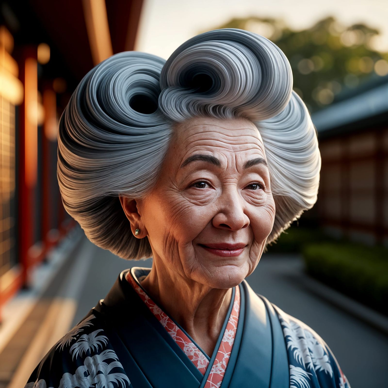 Funky Grandma with Hokusai Wave Hair