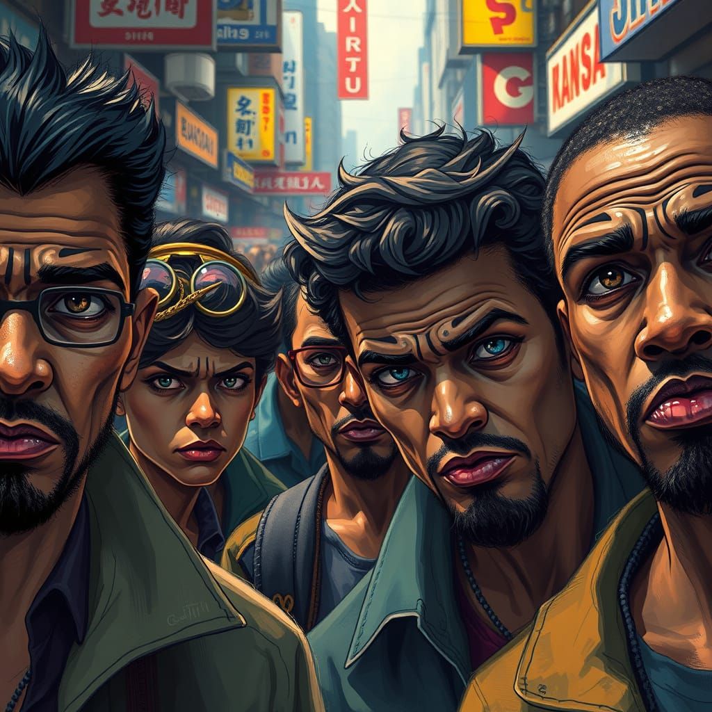 Envious Onlookers in a Vibrant Impressionistic Street Scene