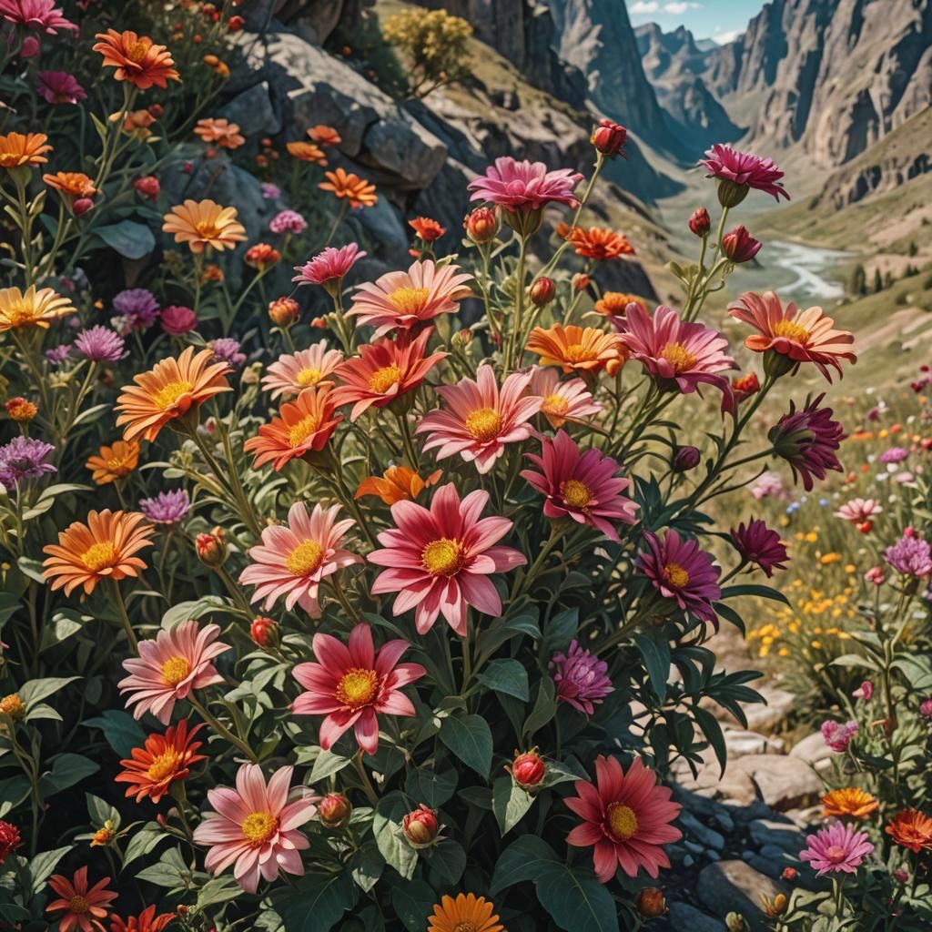 Hyperrealistic Flower Bloom in Natural Landscape