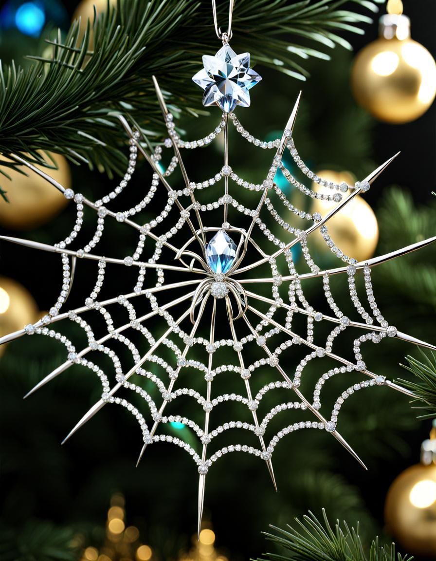 Diamond Spider on Christmas Tree: Digital Art