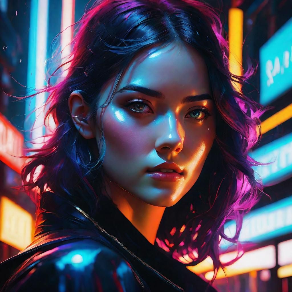 Girl Portrait with Light and Shadow, Ghibli Style