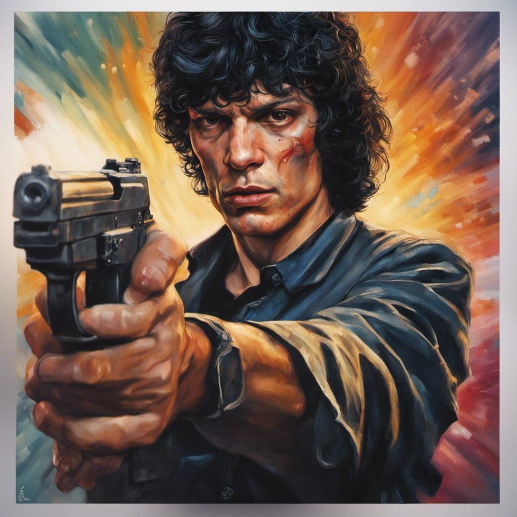 Hyperrealistic Gunman in Dramatic Concept Art