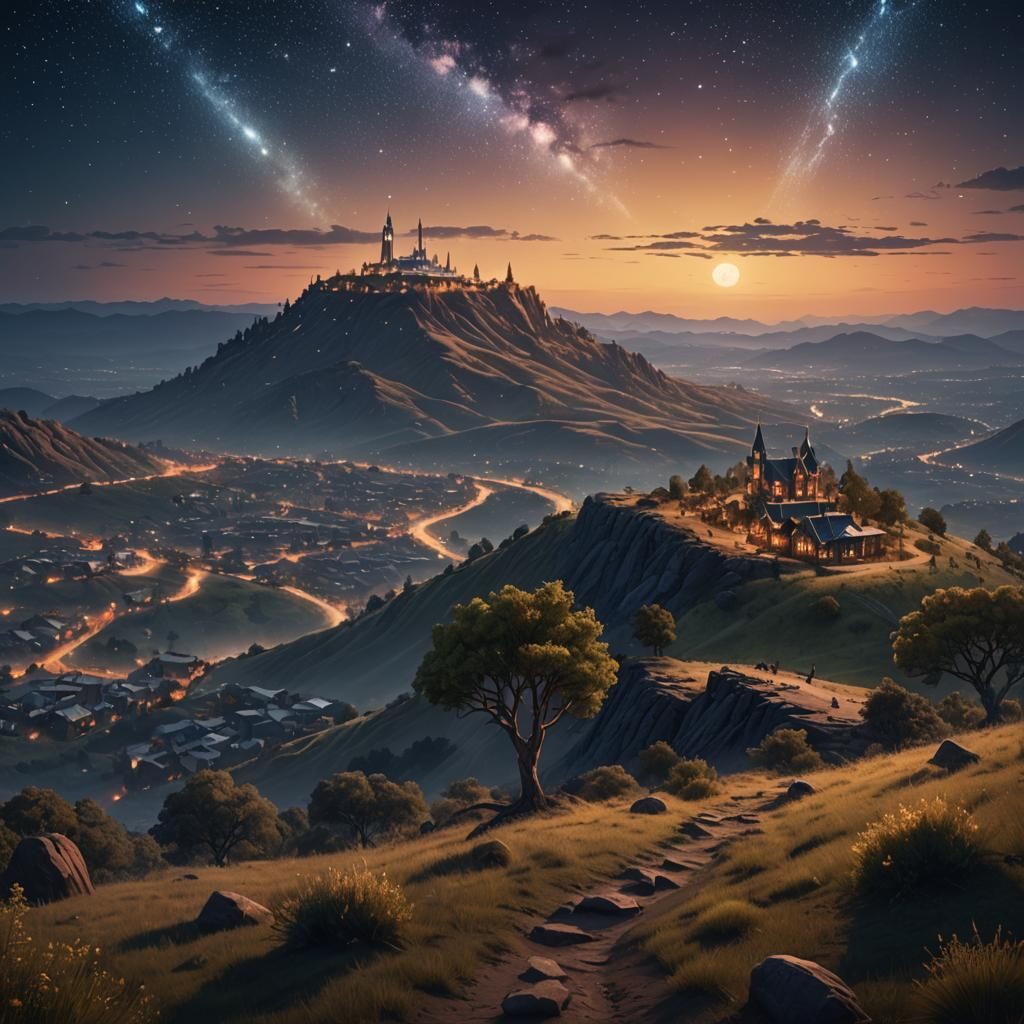 JOEYWOOD Sign Lit by Stars: Matte Painting Style