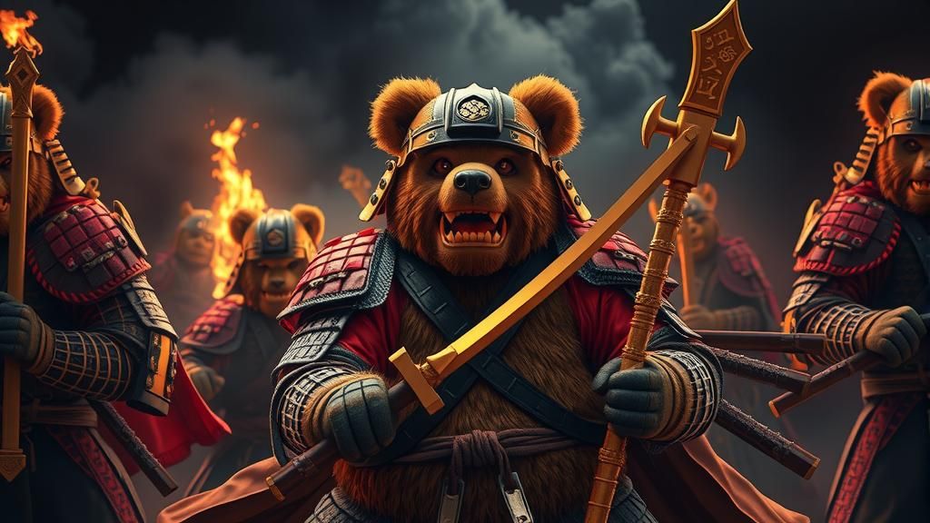 Teddybear Samurai Rages in Darkness