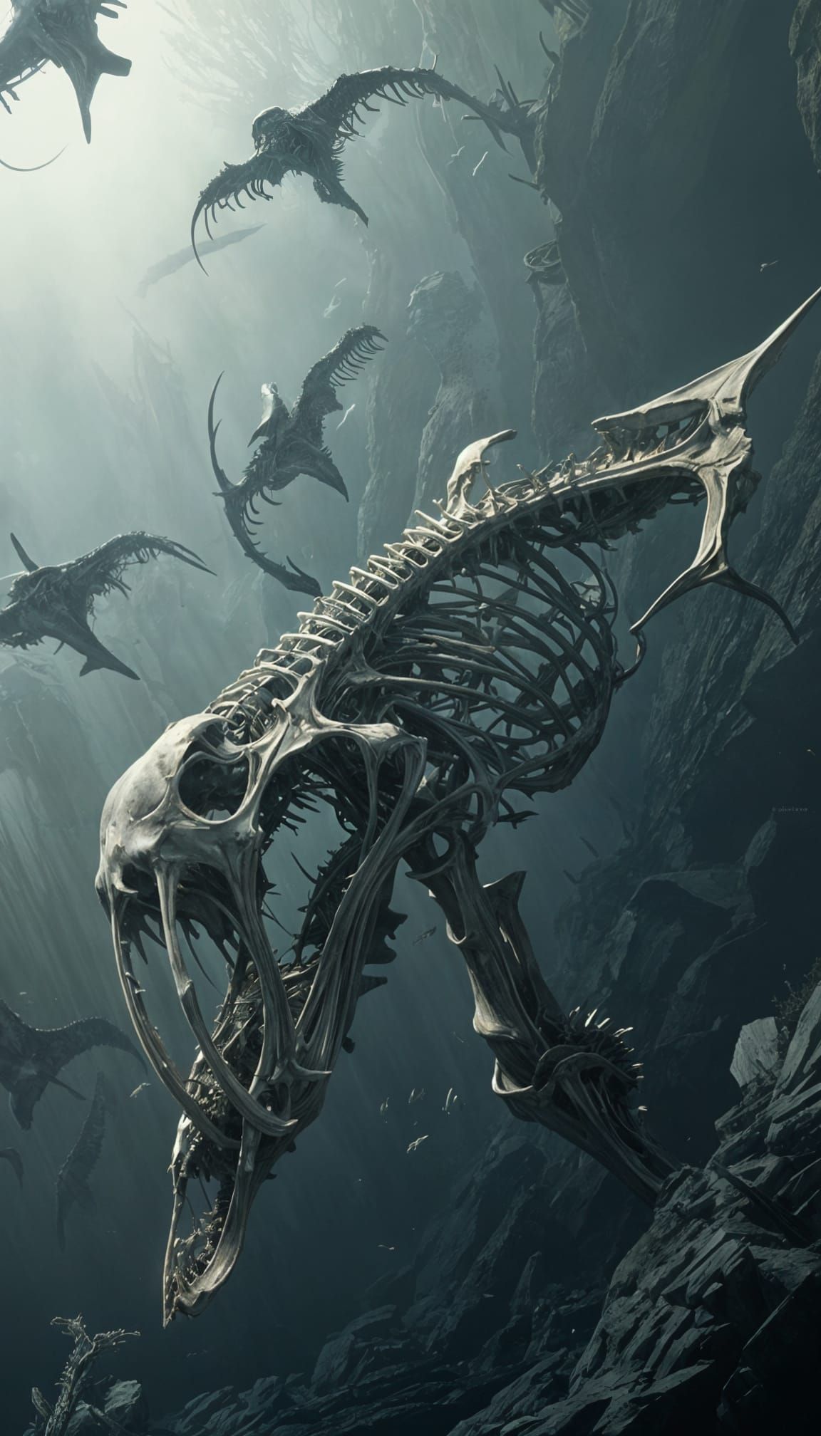 Whale Skeleton: Hyperdetailed Horror Art