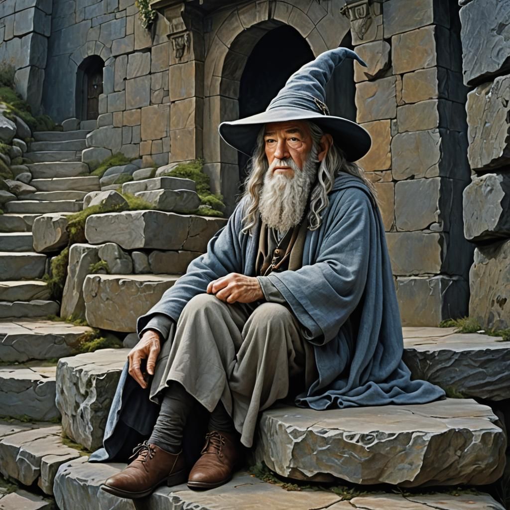 Gandalf Grey sitting, waiting