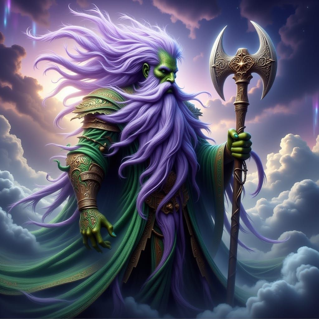 Ancient Treant Warrior Emerges from Ethereal Storm