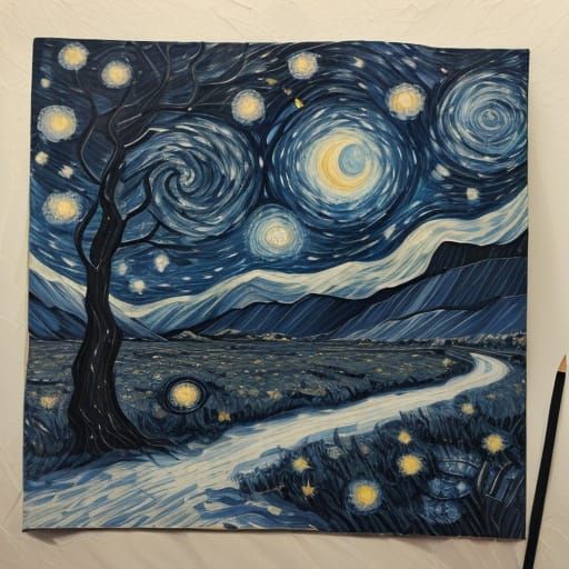 Dreamy Summer Landscape in Muted Blues and Greys