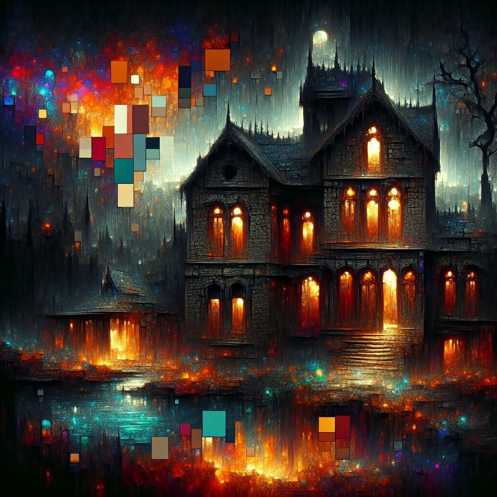 Dark Fantasy Mansion in Shadowed Luminescence