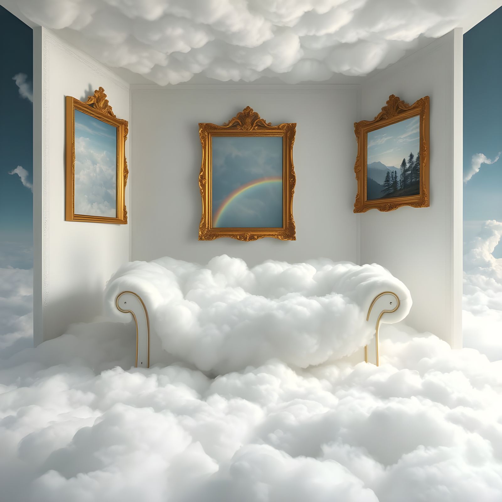 Cloud Room Interior with Cloud Person