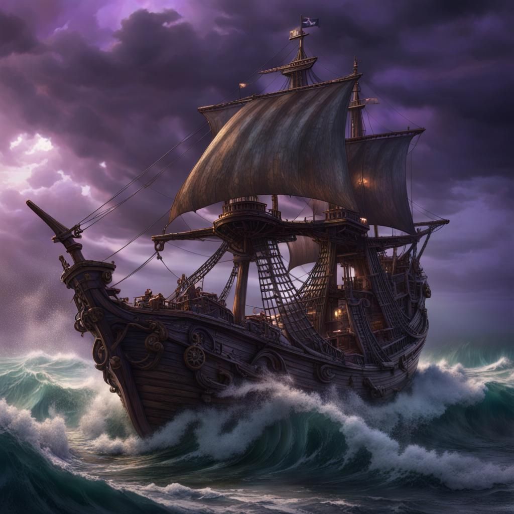 Epic Pirate Ship in a Bottle: Dark Fantasy Art