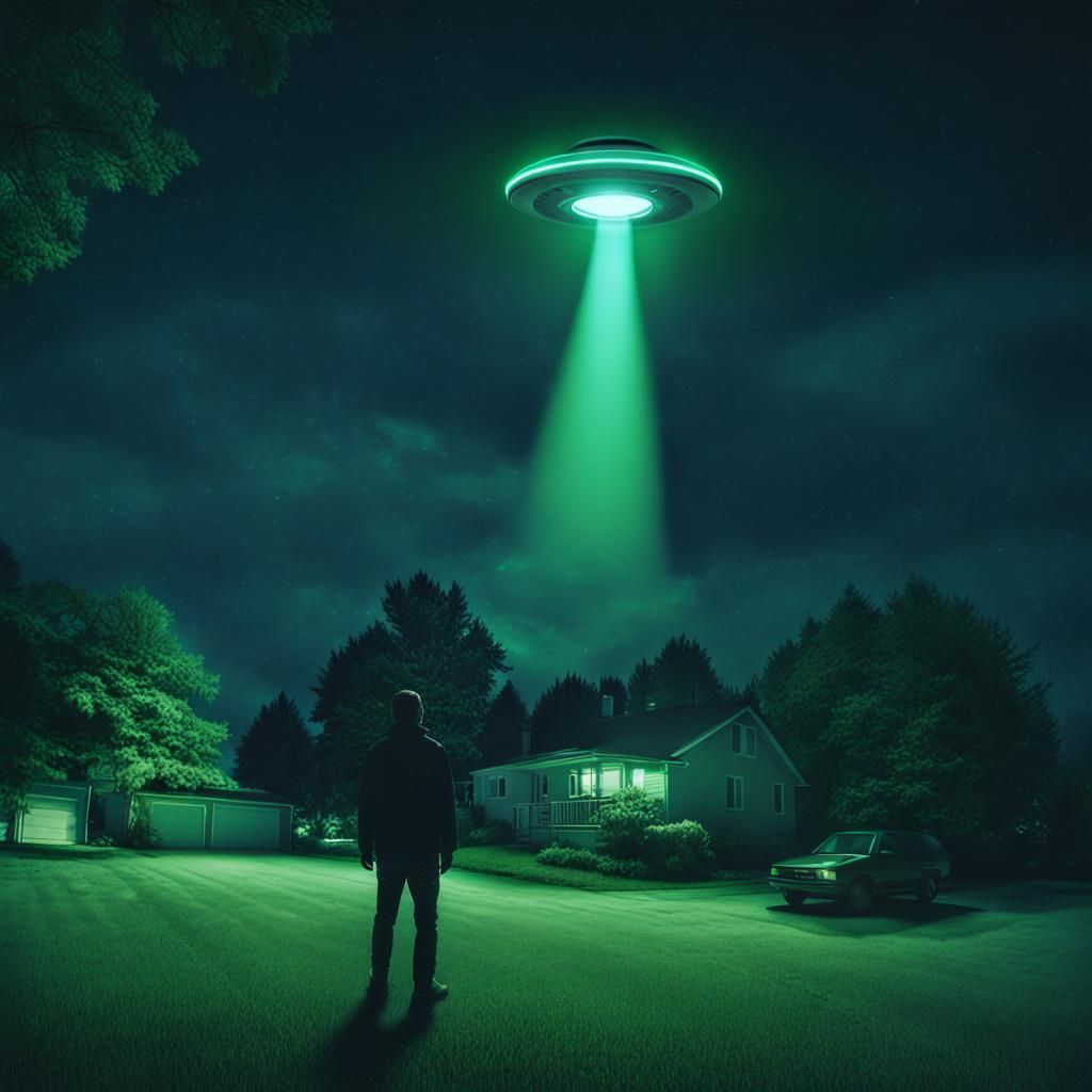 UFO Abduction in Suburbs at Night