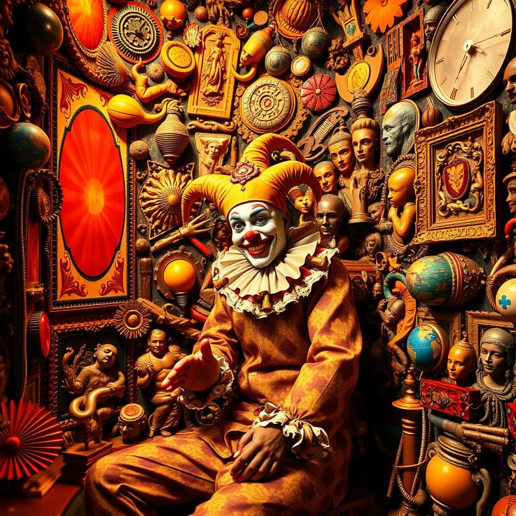 Vibrant Jester in a Maximalist Paradise
