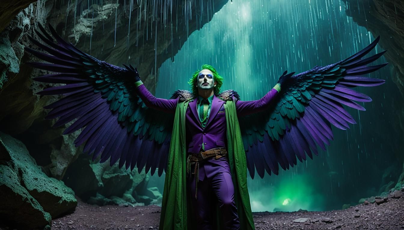 Joker as Mythical Harpie in Subterranean Cave