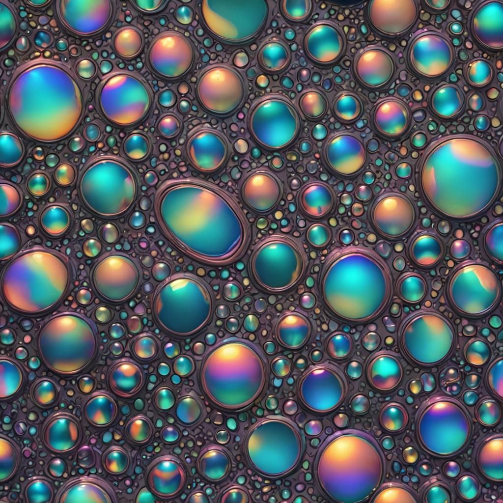 Surreal Iridescent Bubbles Floating in Dreamscape