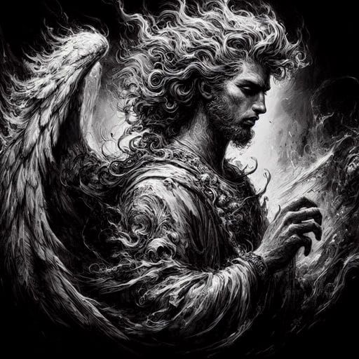 Spanish Fallen Angel Portrait in Dark Fantasy Style