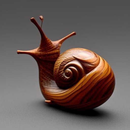 Cherrywood Carving of a Snail