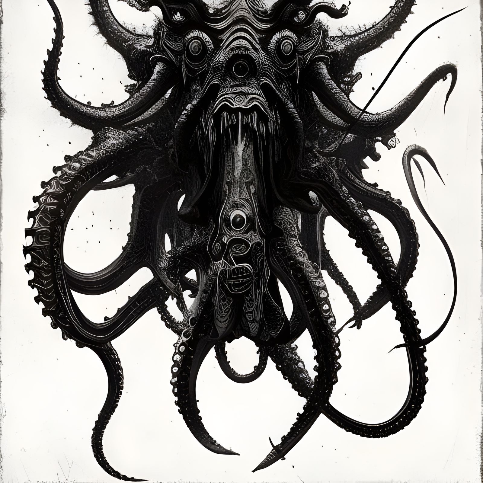 Lovecraftian Squid-Dragon Horror in Gustave Doré Style