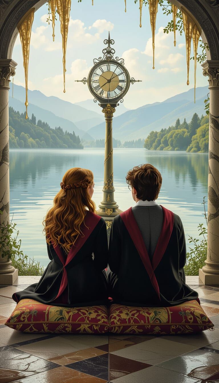 Harry Potter and Ginny Weasley: Surreal Lakeside Scene