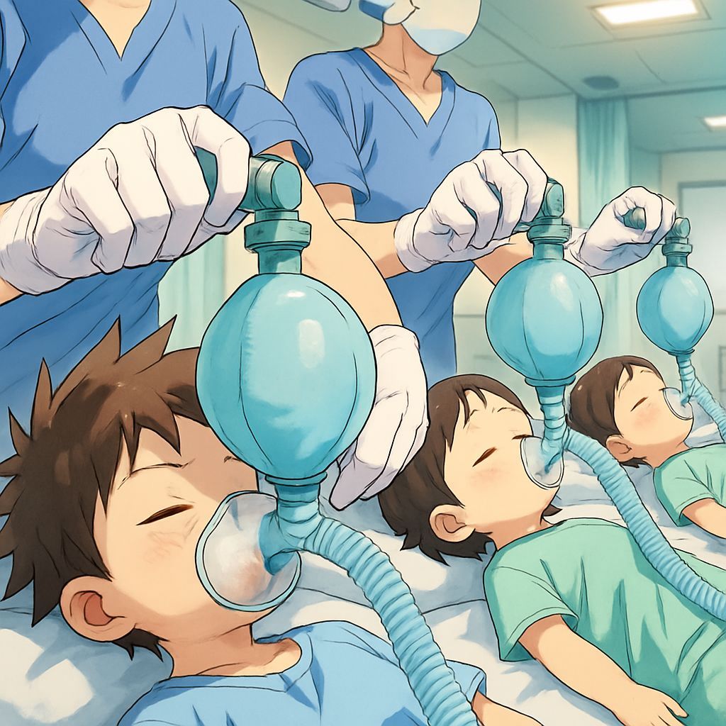 Anime Style: Nurses Sedating Toddlers with Rebreather Bags