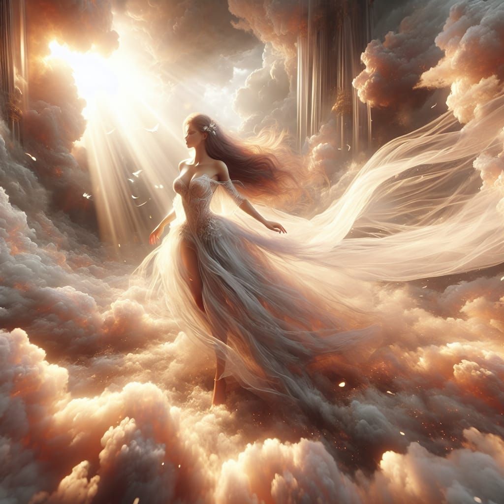 Woman in Tulle Dress: 8K Digital Art