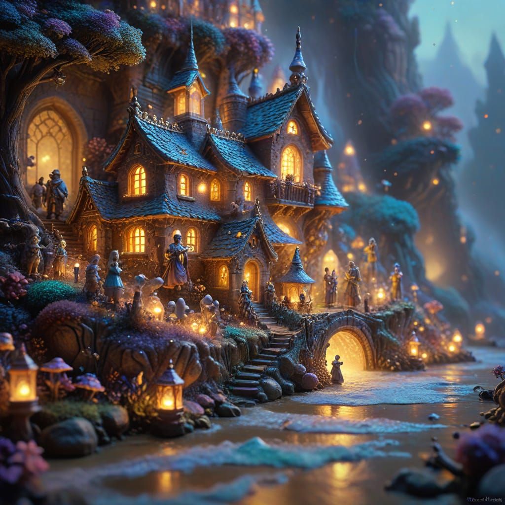 Ethereal Clay Figures in a Dreamy Fantasy Scene