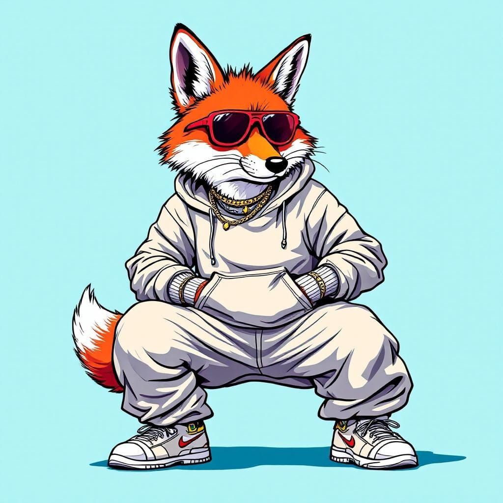 Fox in Sweat Suit: Flat-Style Pop-Art Cartoon