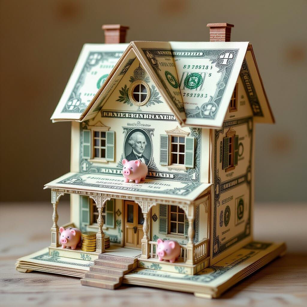 Vintage Dollhouse Crafted from Antique Banknotes