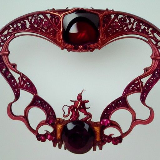 Sultry Succubus with Gold Filigree in Art Nouveau Style