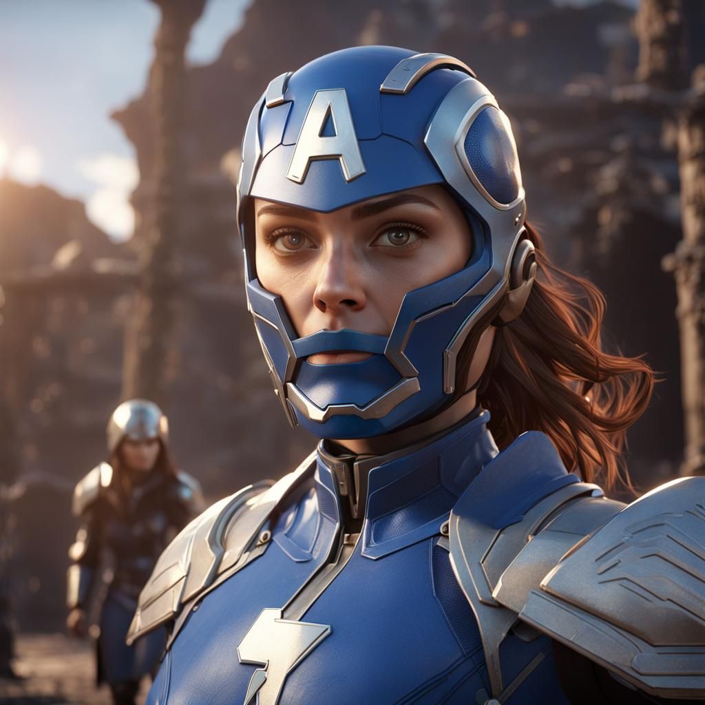 Marvel-Inspired Heroine in 3D Cinematic Style