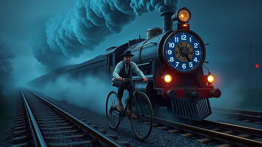 Time Traveler's Perilous Ride on Clockwork Rails