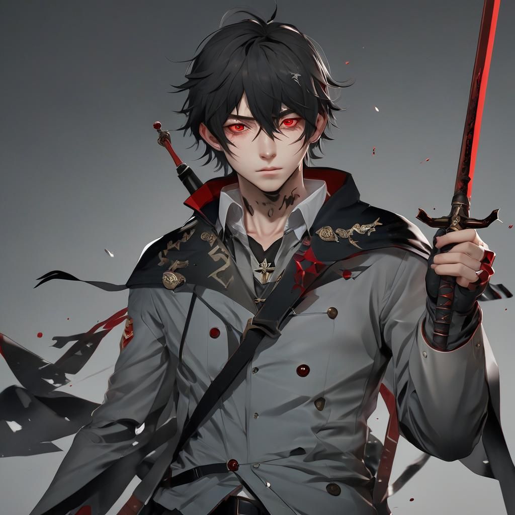 Sober Assassin with Daggers in 3D Anime Art