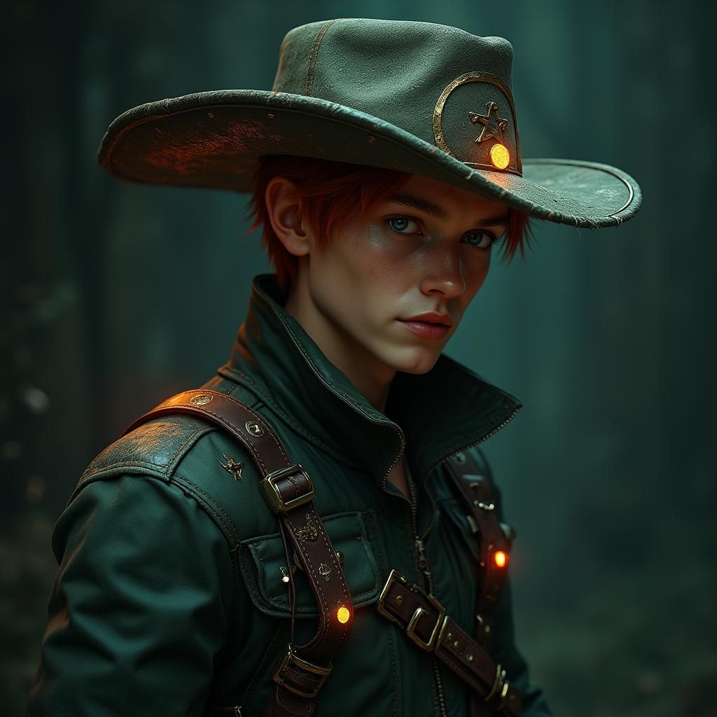 Man with Runes in a Mystical Landscape