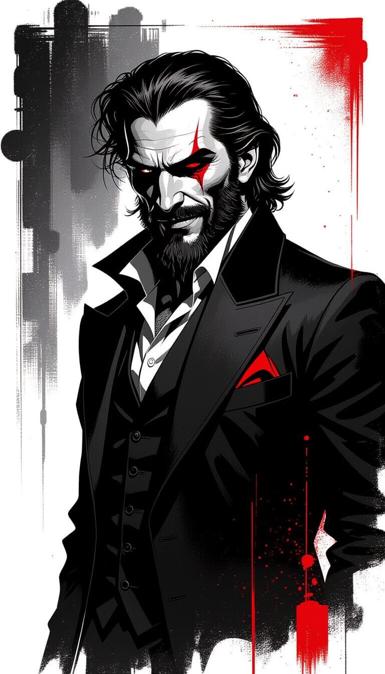 Noir Vampire Portrait in High Contrast