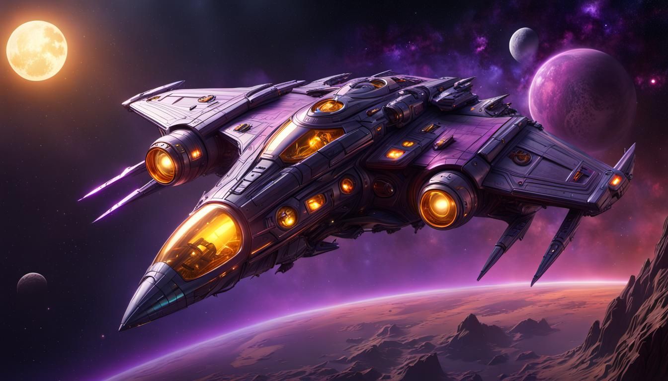 Cosmic Star Cruiser 'Avian' in Hyperrealistic Style